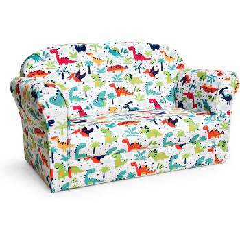 Tangkula Kids Sofa 2-Seater Armrest Chair with Cute Dinosaur Pattern Toddler Mini Lounger Bed Children Upholstered