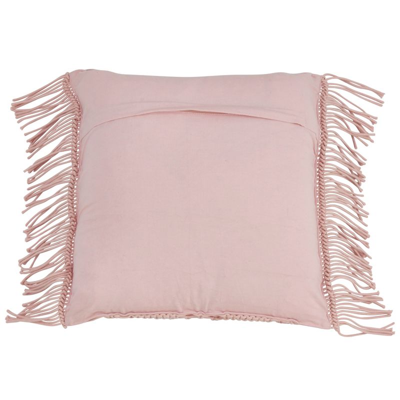 Saro Lifestyle Down Filled Cotton Decorative Pillow With Macramé Design, 18", Pink, 2 of 5