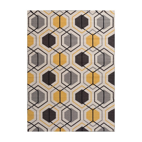 World Rug Gallery Contemporary Floral Nonslip (NonSkid) Gray 5'3 inch x 7'3 inch Indoor Area Rug