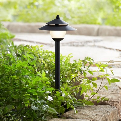 Black LED Pagoda Pathway Light with Frosted Glass