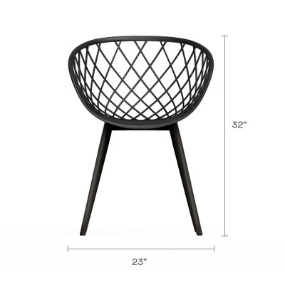 Black Metal and Polypropylene Modern Arm Chair Set