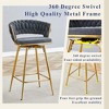 Lirago Black Two Swivel Bar Stools 34.6"H with Cotton-Linen Cushions and Electroplated Metal Frames - 3 of 4