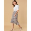 Allegra K Women's Summer Floral Elastic Waist High Low Ruffle Hem Midi Skirts - 2 of 4