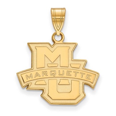 Black Bow Jewelry 14k Yellow Gold Marquette Golden Eagles NCAA Medium Pendant