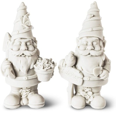 2 Pack Paint Your Own Garden Gnomes Figurine, DIY Lawn Gnome Statue for Kids Art & Craft Supplies, Party Favor, 2.5 x 5 inches