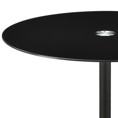 Ganso Round Black Metal Coffee Table with Glass Top