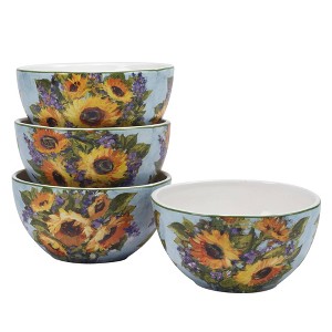 Set of 4 Sunflower Bouquet Assorted Ice Cream Bowls - Certified International - 1 of 4