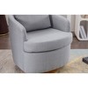 30.3'' Linen Fabric Swivel Accent Chair with Ergonomic Design and Solid Wood Round Base for Living Room, Bedroom - 3 of 4