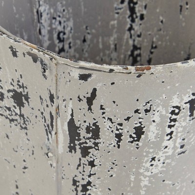 12" White Distressed Metal Double Planter with Handle