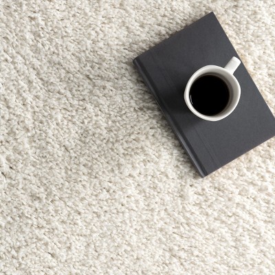 Luxurious White Shag Runner Rug, 2' 6" x 6', Easy Care Synthetic