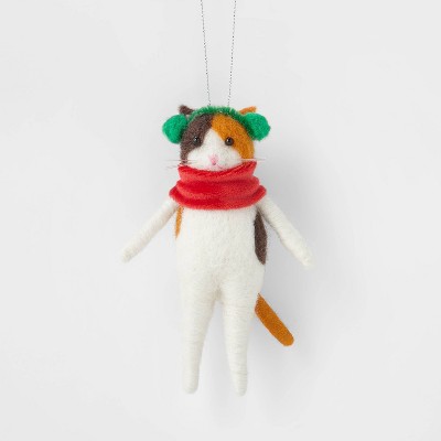 Calico Cat with Earmuffs Christmas Tree Ornament - Wondershop™