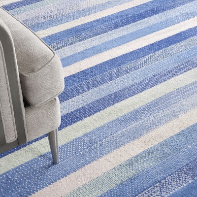 Whimsicle Blue Multicolor 8'4" x 11'6" Synthetic Stripe Rug