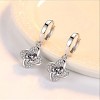 Paaaawaters 14k White Gold Overlay 5A Cubic Zirconia Forever Love 4 Clover Drop Earrings - 2 of 4