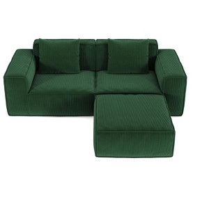 TiramisuBest Modular Convertible Sofa, Oversized 2-Person Corduroy Cloud Velvet Sofa Bed, Flexible Configuration, Green - 1 of 4