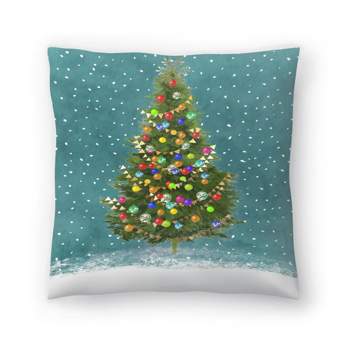 16x16 Orara Studio Christmas Tree Square Throw Pillow Pink/white
