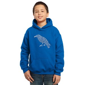 LA Pop Art Boy's Word Art Hooded Sweatshirt - Edgar Allen Poe's The Raven - 1 of 4