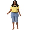 Agnes Orinda Women's Plus Size Mid-Rise Curvy Skinny Stretch Denim Jean Capri - 3 of 4