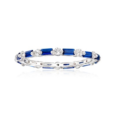 Ross-Simons 0.40 ct. t.w. Simulated Sapphire and .30 ct. t.w. CZ Eternity Band in Sterling Silver