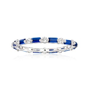 Ross-Simons 0.40 ct. t.w. Simulated Sapphire and .30 ct. t.w. CZ Eternity Band in Sterling Silver - 1 of 4