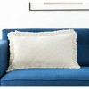 HomeRoots 14" X 24" Ivory Cotton Throw Pillow With Fringe - 2 of 4