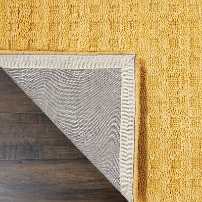 Handmade Gold Rectangular Wool Area Rug 45" x 7"