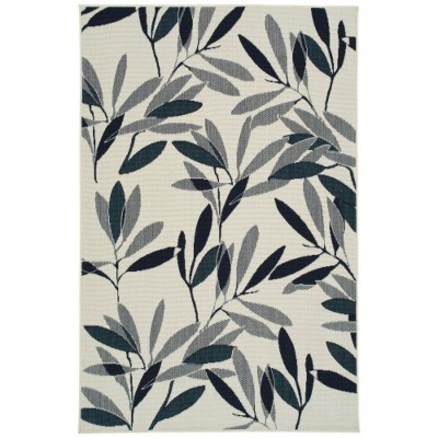 LunaLulinlk Ivory Green Leaf Modern, Textured Cut Pile 1'11" x 3'7" Rectangle Throw Rug