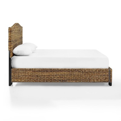 Serena Coastal Queen Bed with Natural Banana Leaf Weave