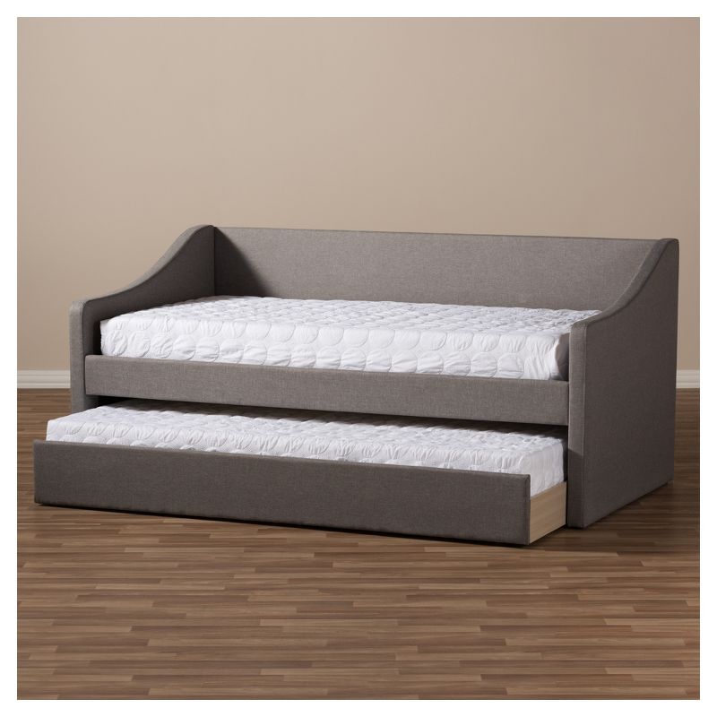 Barnstorm Modern and Contemporary Fabric Upholstered Daybed with Guest Trundle Bed - Twin - Gray - Baxton Studio, 5 of 7
