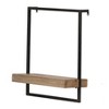 Homy Casa Iron and Wood Wall Shelf, Modern Floating Storage Rack, Black - 2 of 4