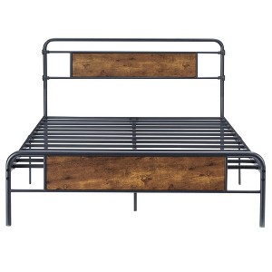 Queen Size Bed Frame - 13 Inch Metal Platform Bed Frame with Wood Headboard, No Box Spring Needed, Heavy Duty Feet - 1 of 4