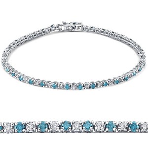 Pompeii3 2ct Blue & White Alternating Diamond Tennis Bracelet 14K White Gold 7" - 1 of 4