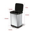 Glad Step Trash Can, Soft Close Lid Bin with Odor Protection, 13 Gal, Stainless - 2 of 4