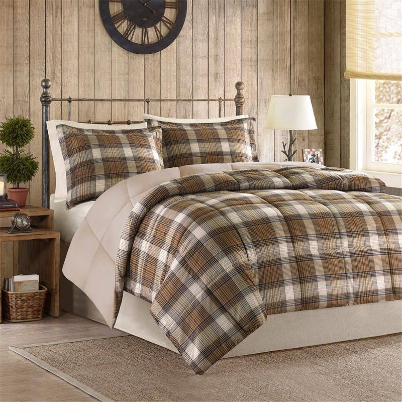 Lumberjack Classic Quilting Soft and Cozy Microfiber Solid Reverse Down Alternative Comforter Set, 1 of 7