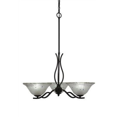 Toltec Lighting Revo 3 - Light Chandelier in  Dark Granite with 10" Frosted Crystal  Shade