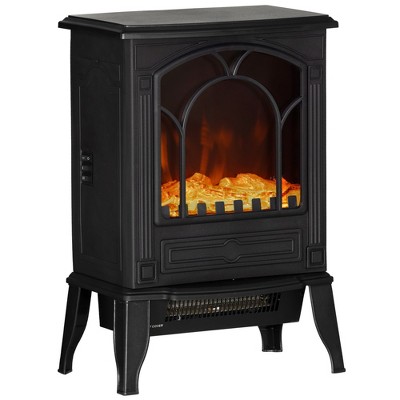 QingMoon 22" Electric Fireplace Stove, Freestanding Fireplace Heater with Realistic Flame Effect and Overheat Safety Protection for Living Room