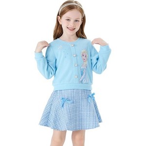 PATPAT Disney Frozen Elsa Princess Moana Toddler Girl 2 Piece Outfit Kid Pearl Button Knit Top & Tweed Skirt Set - 1 of 4