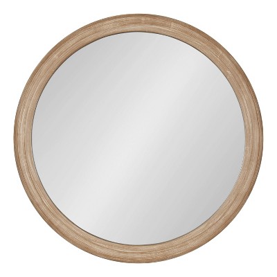 Rustic Brown 28" Round Wood Framed Wall Mirror