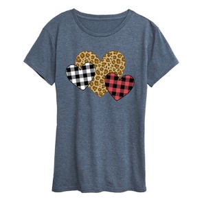 Women's - Instant Message - Patterned Hearts Short Sleeve Graphic T-Shirt - 1 of 4