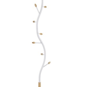 NAYSAYE Coat Hanger Metal and Oak Freestanding Standing Coat Rack with 9 Hooks for Entryway Bedroom or Living Room, White, 11"*11"*74.8" - 1 of 4