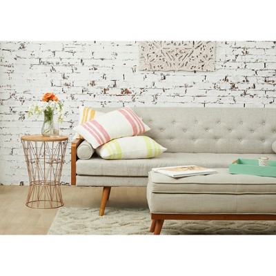 Morgan Citron Yellow Striped Cotton Throw Pillow