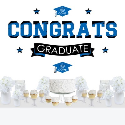 Big Dot of Happiness Blue Graduation Party Photo Backdrop - Wall Decals