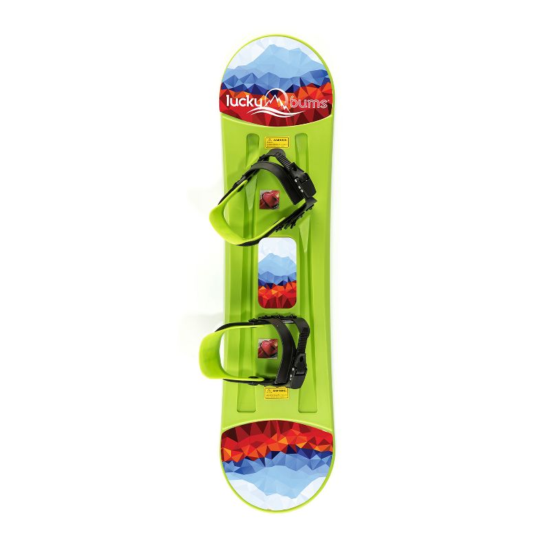 Lucky Bums Kids Beginner Plastic Snowboard with Pre Mounted Adjustable Bindings and Smooth Edges for Ages 7 to 10 Years Old, Green, 2 of 7