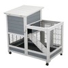 DOMETOUR Wooden Rabbit Hutch, Outdoor Pet Bunny House Wooden Cage with Ventilation Gridding Fence, Openable Door, Cleaning Tray, Gray - 4 of 4