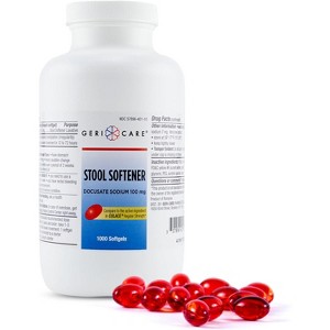 Geri Care Docusate Sodium 100mg Stool Softener Softgels, 1000 Count - 1 of 4