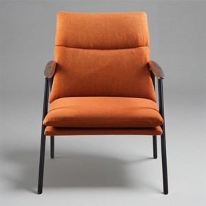 Art Leon Contemporary Retro Fusion Accent Armchair with Wooden Armrest - 1 of 4