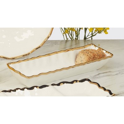 Regency Gold Trim White Porcelain Cracker Tray