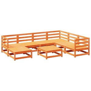 vidaXL - 8 Piece Patio Sofa Set - Modular Solid Pine Wood Outdoor Furniture - Wax Brown - Garden, Backyard, Terrace - 27.6” x 27.6” x 26.4” - 1 of 4