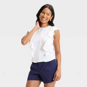 Women's Ruffle Sleeveless Blouse - A New Day™ - 1 of 3