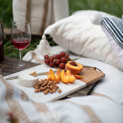Large White Marble and Mango Wood Rectangular Cutting Board