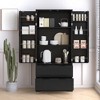 72" Kitchen Pantry Cabinet, Fluted Wooden Cupboard with Drawers, Freestanding Bathroom Cabinet, Coffee Bar Cabinet for Living Room Hallway - 2 of 4
